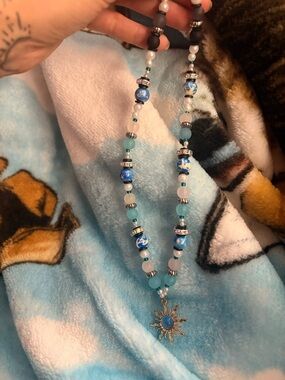 Sunburst Blue Beaded Necklace - Women Jewelry